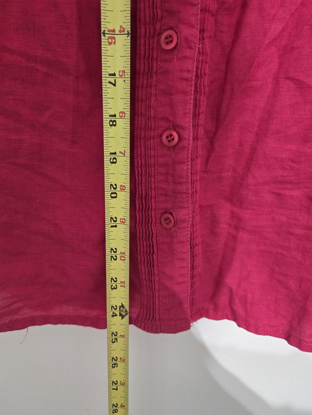 Tweeds Hot Pink Sleeveless Linen Blend Button Up Blouse - Picture 5 of 6
